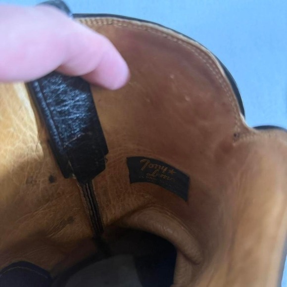 Vintage Tony Lama Black Leather Cowboy Boots Western Rodeo Made in USA - Picture 8 of 8